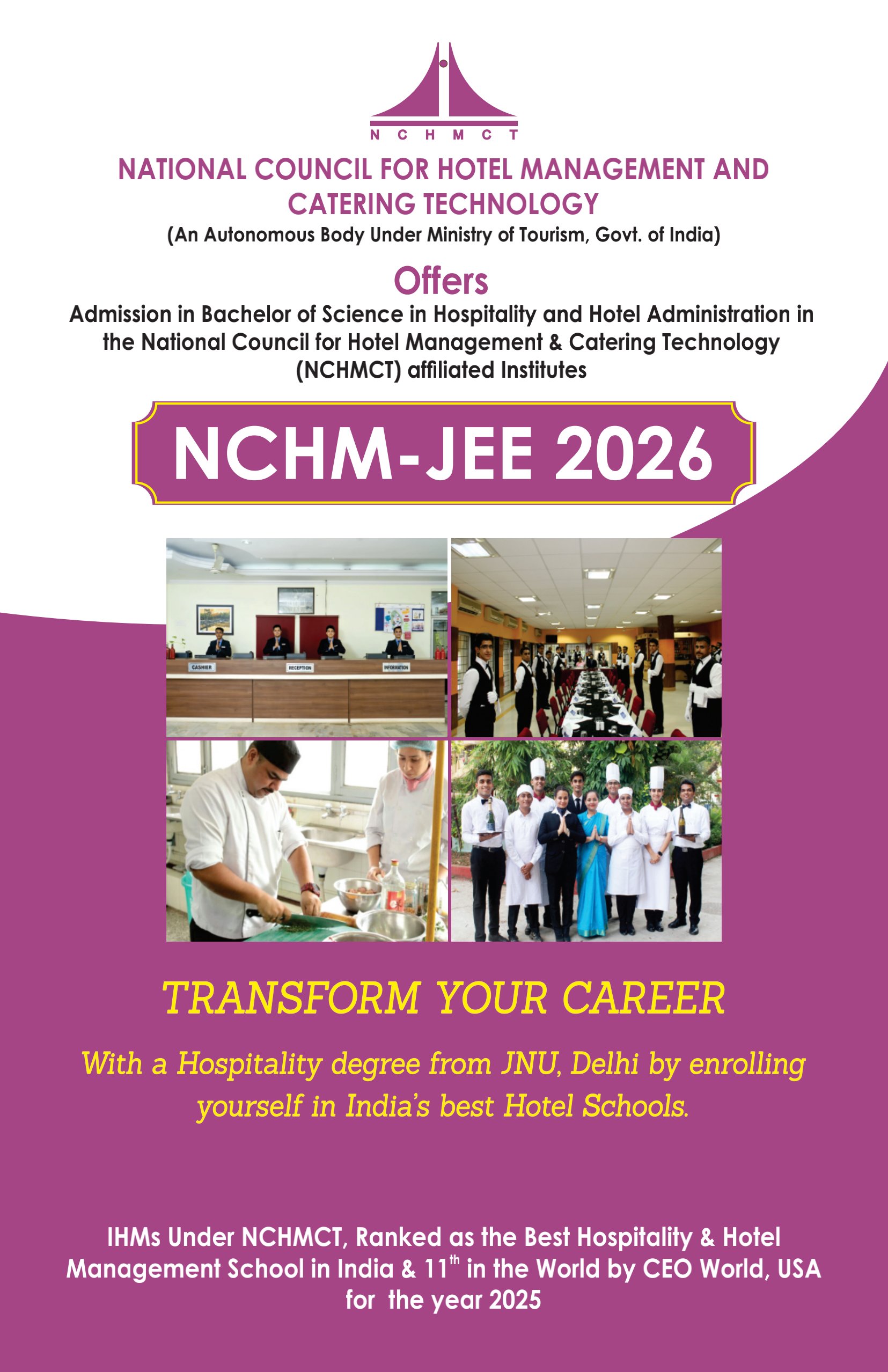 NCHM JEE 2026  (Last date to apply-25th March, 2026)  - Come Join Us  